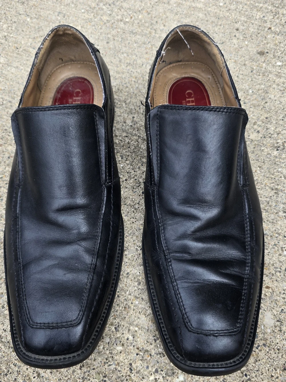 Chaps Men’s Black Slip-On Leather Dress Shoes - Size 10.5